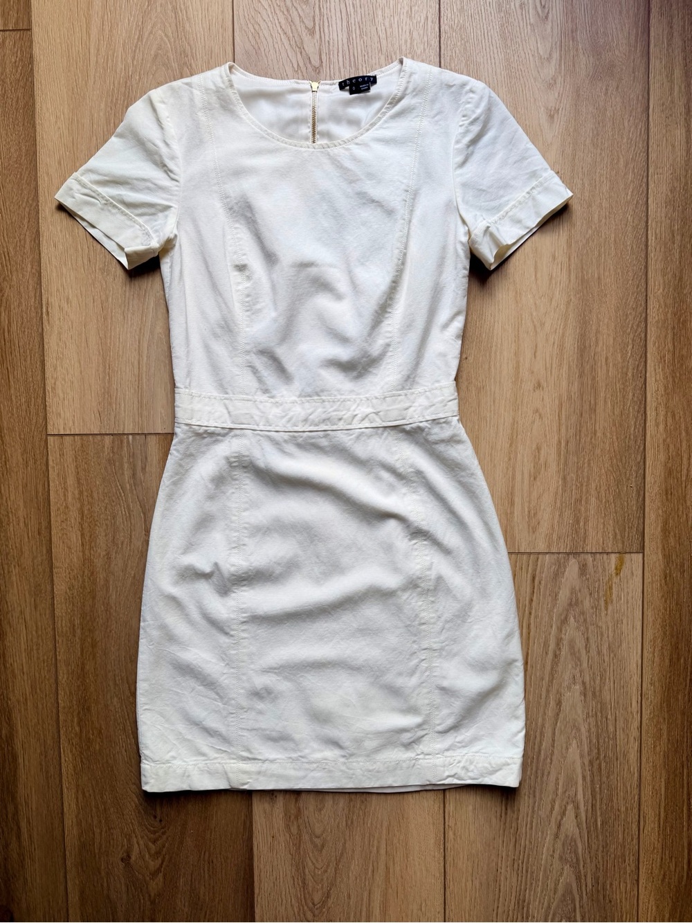 Theory Cream Short Sleeve Sheath Dress